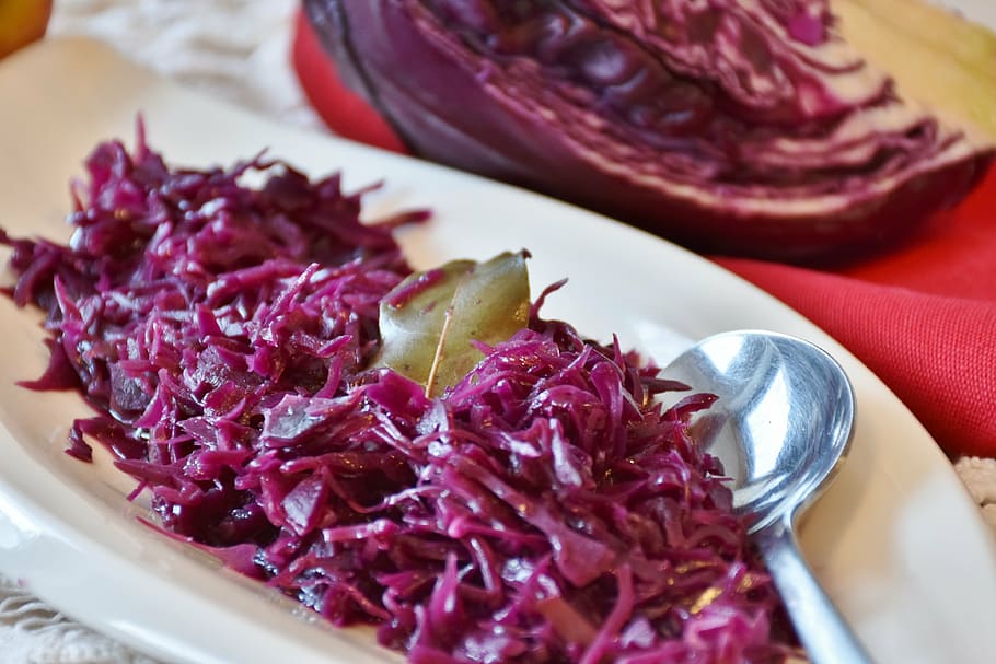 red cabbage slaw, cooked, eat, meal, kohl, ruebkohl, winter vegetables, HD wallpaper