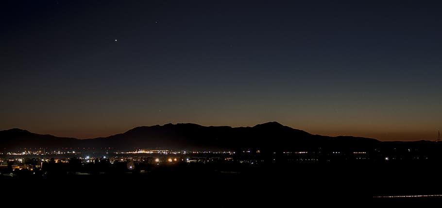 Sunset, Landscape, Stars, Mountain, sky, sardinia, night, dark HD wallpaper