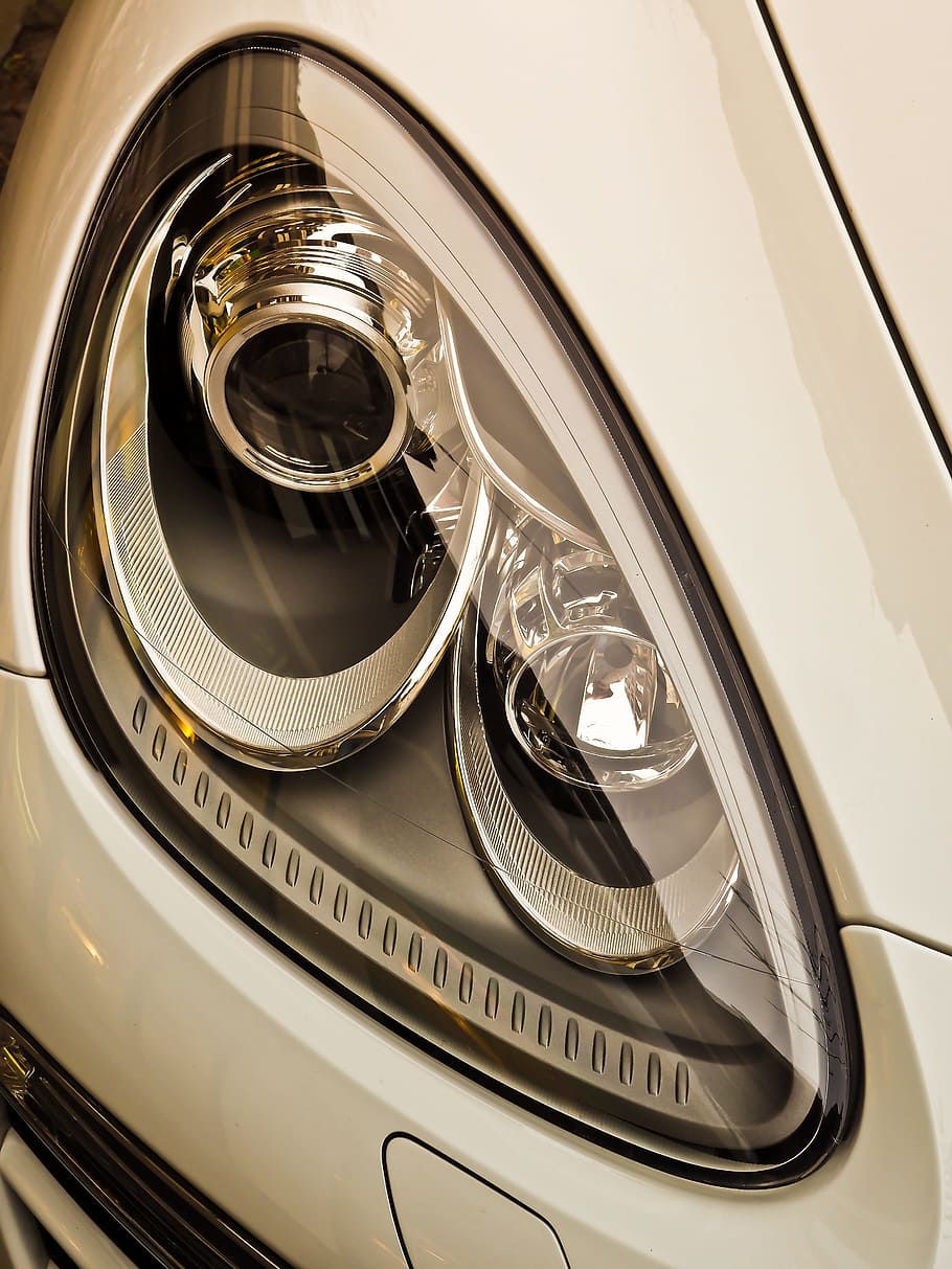 close up photo of vehicle headlight, spotlight, auto, lighting system HD wallpaper