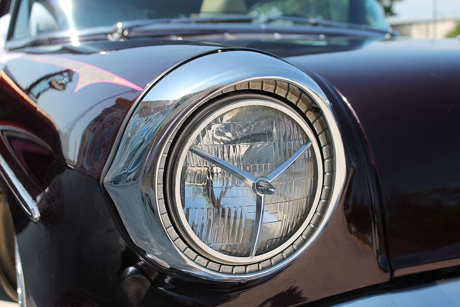 headlights, classic, vintage, shiny, vehicle, retro, headlamp HD wallpaper