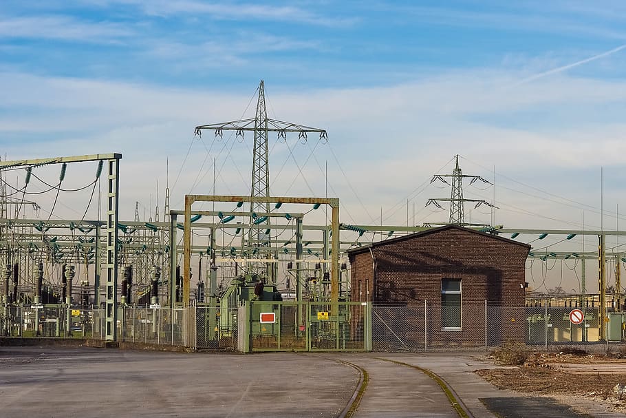 Current, Substation, Electricity, high voltage, power line, HD wallpaper