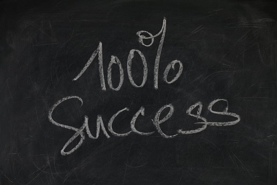 100% Success text, board, blackboard, business, career, development, HD wallpaper