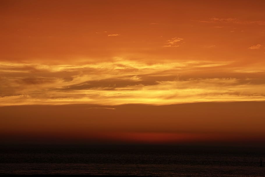 abendstimmung, afterglow, evening sky, clouds, twilight, water reflection, HD wallpaper