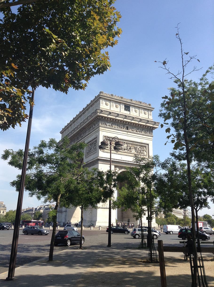 arc de triomphe, ww ii, paris, architecture, famous Place, tree HD wallpaper