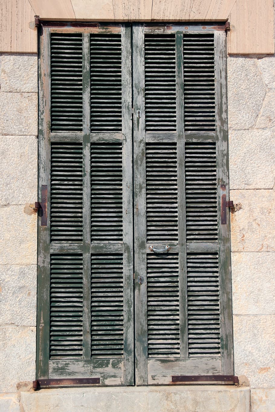 shutter, window, wooden shutters, old, facade, closed, green HD wallpaper