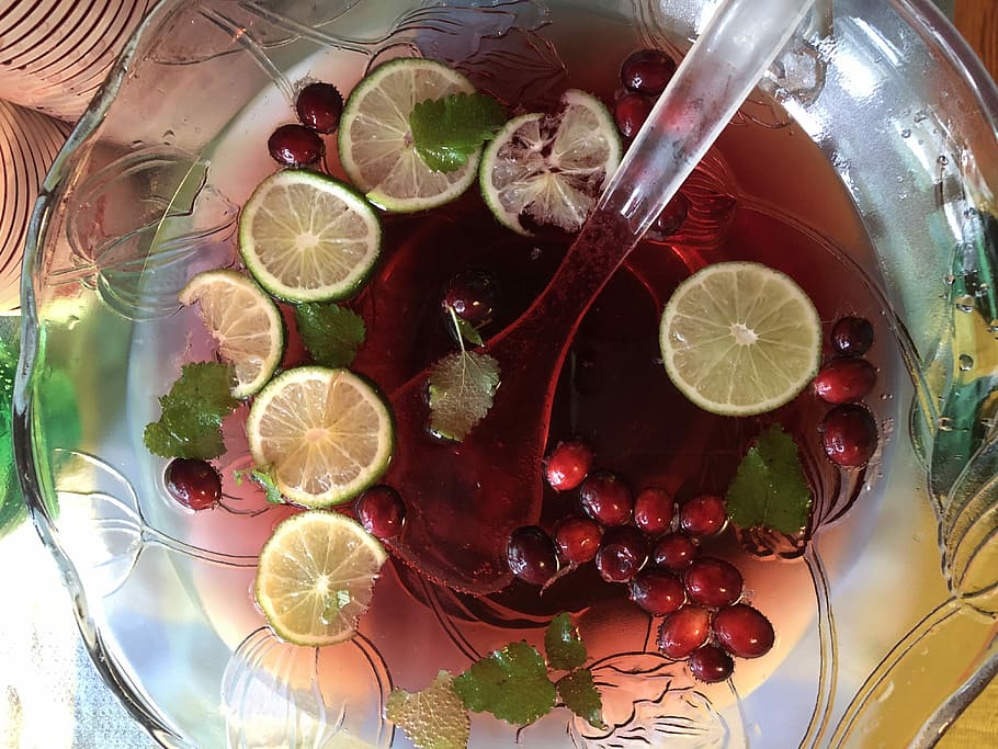 punch, punch bowl filled with juice and fruit slices, drink, cocktail HD wallpaper