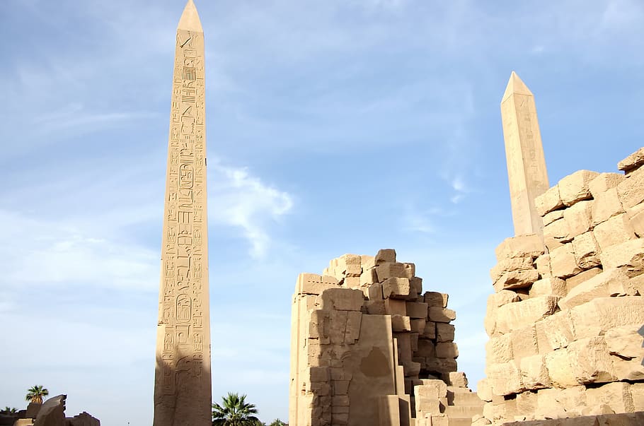 egypt, karnak, statue, obelisk, architecture, antique, travel, HD wallpaper