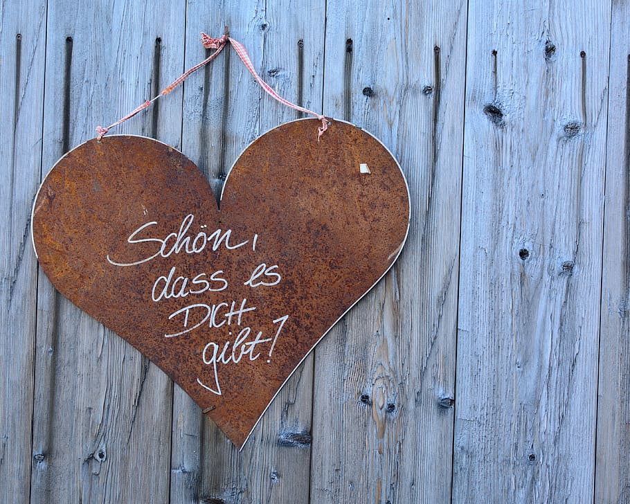 brown wooden heart hanging signage on wall, symbol, love, decoration