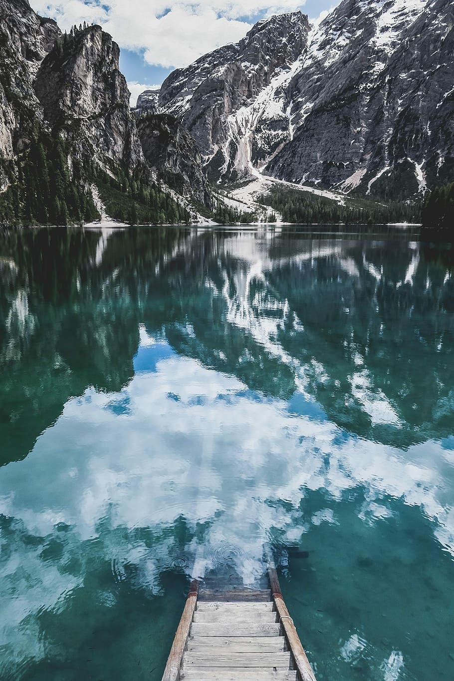 gray boat dock and body of water, Banff National Park, Canada HD wallpaper