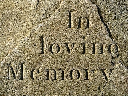 gray concrete with engrave in loving memory, memorial, grief HD wallpaper
