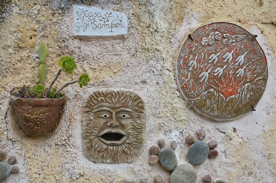 facade, sound, wall, plant, ceramic factory, sicily, taormina HD wallpaper