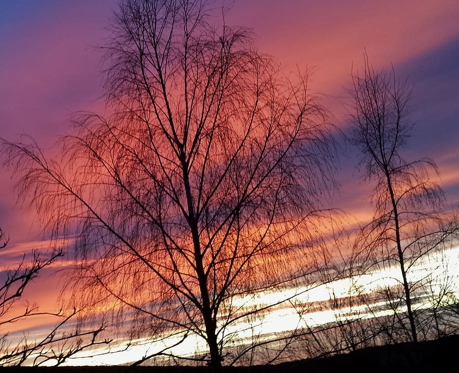 sunset, evening sky, red, afterglow, abendstimmung, nature HD wallpaper
