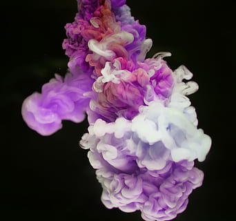 selective focus photography of purple and white smoke, water HD wallpaper