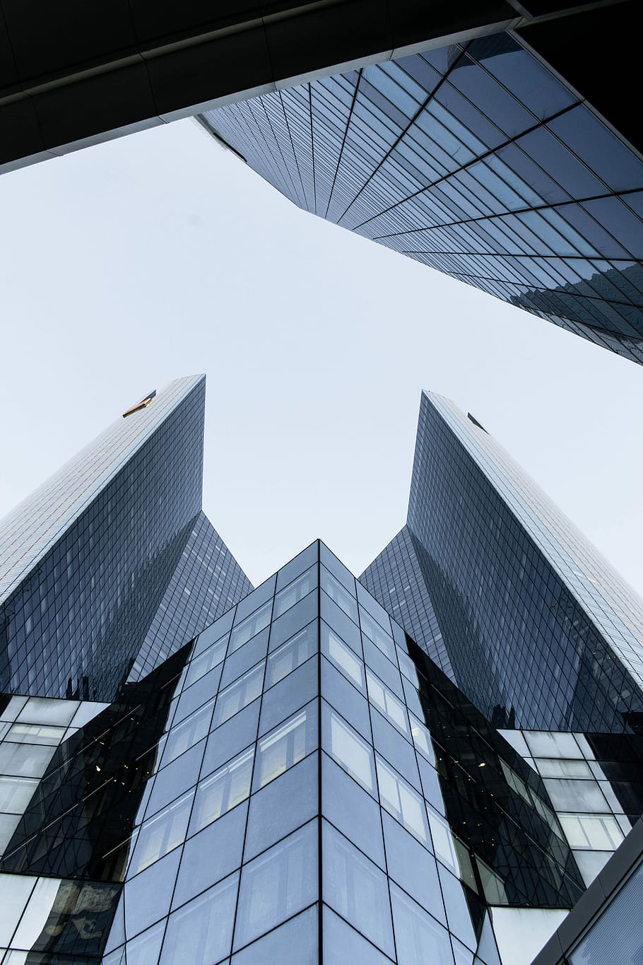 low-angle photography of building, mirrorized building, architecture HD wallpaper
