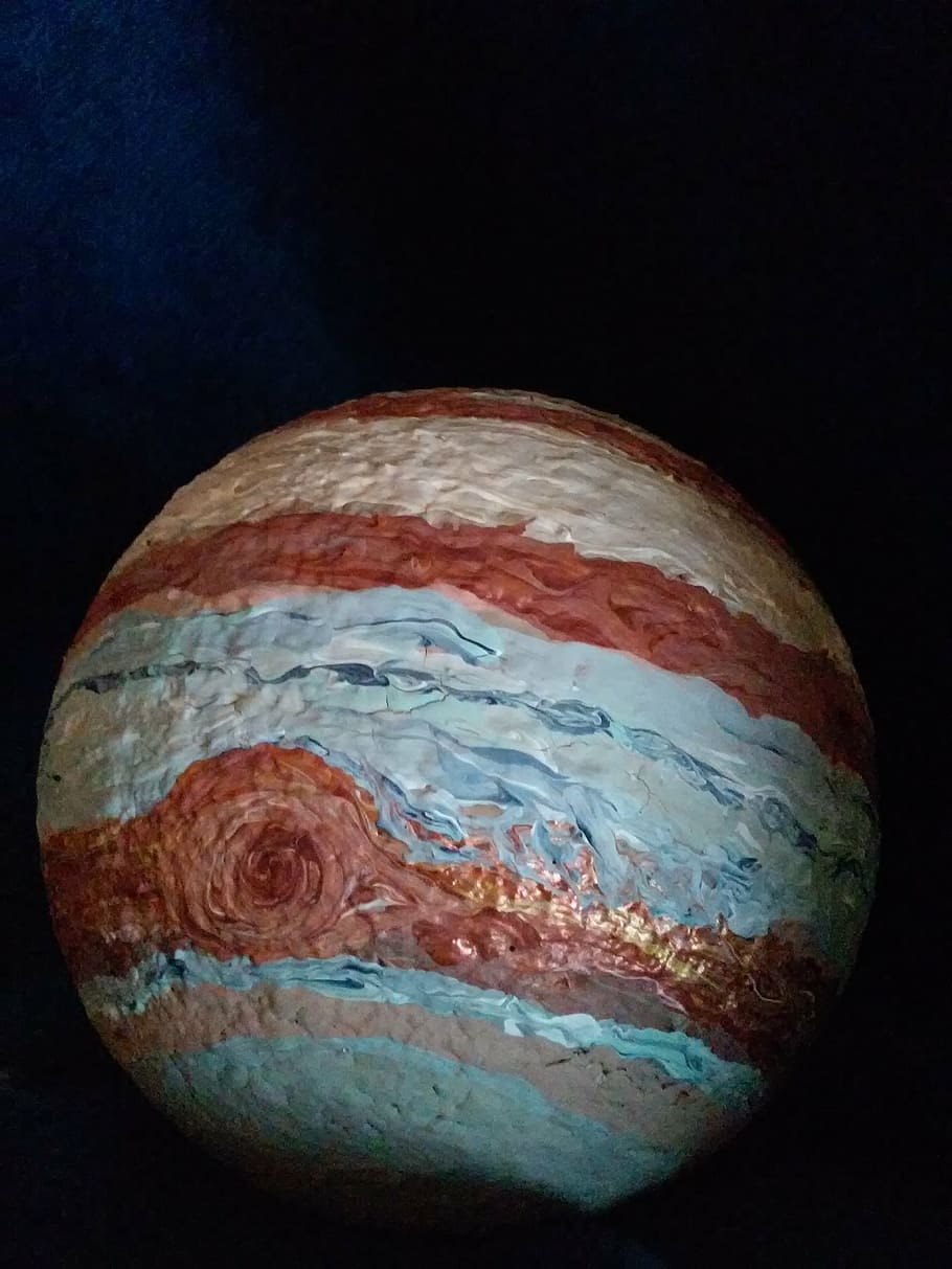 round multicolored ball inside dark room, jupiter, science class, HD wallpaper