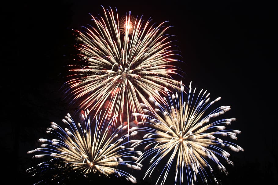 fireworks display during nighttime, independence day, celebration