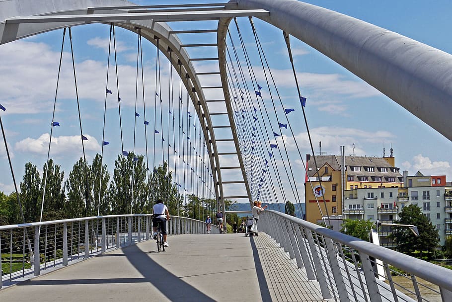 three countries bridge, rhine, cycle path, walk, germany, france HD wallpaper