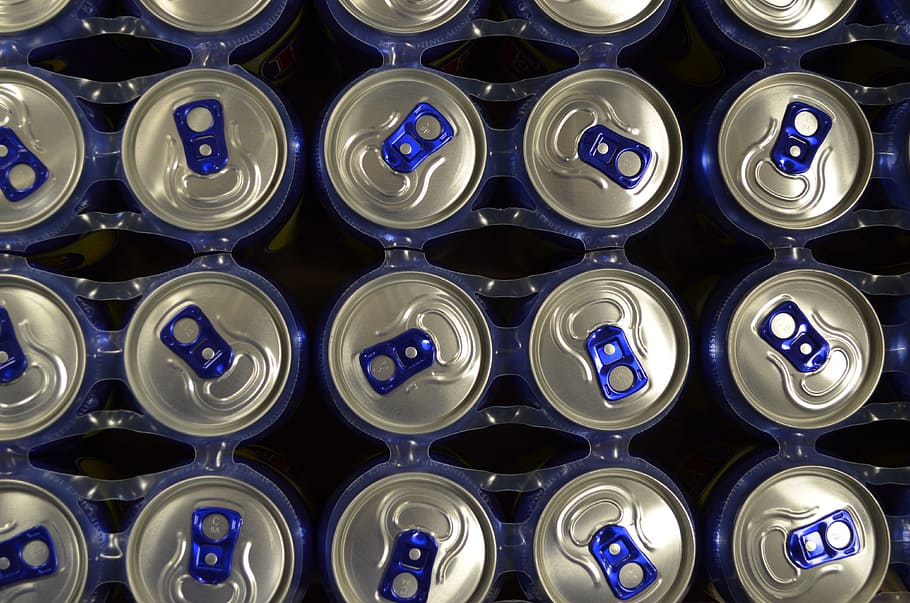 silver can arrangement, cans, background, top, beverage, recreation HD wallpaper