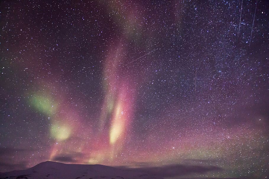 photography of sky during nighttime, aurora, auroras, northen light, HD wallpaper