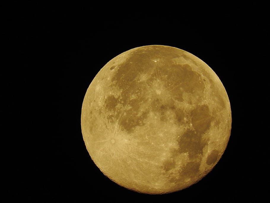 Full Moon, Close, night, astronomy, no people, gold colored HD wallpaper