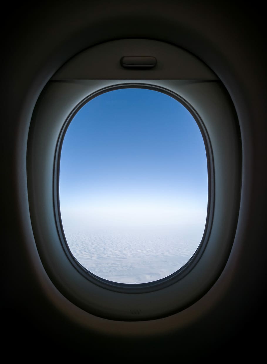 clear white skies from plane's window view, airplane window view during daytime, HD wallpaper