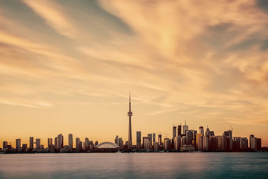 landscape photography of CN Tower, city, sky, cloud, cloudy HD wallpaper