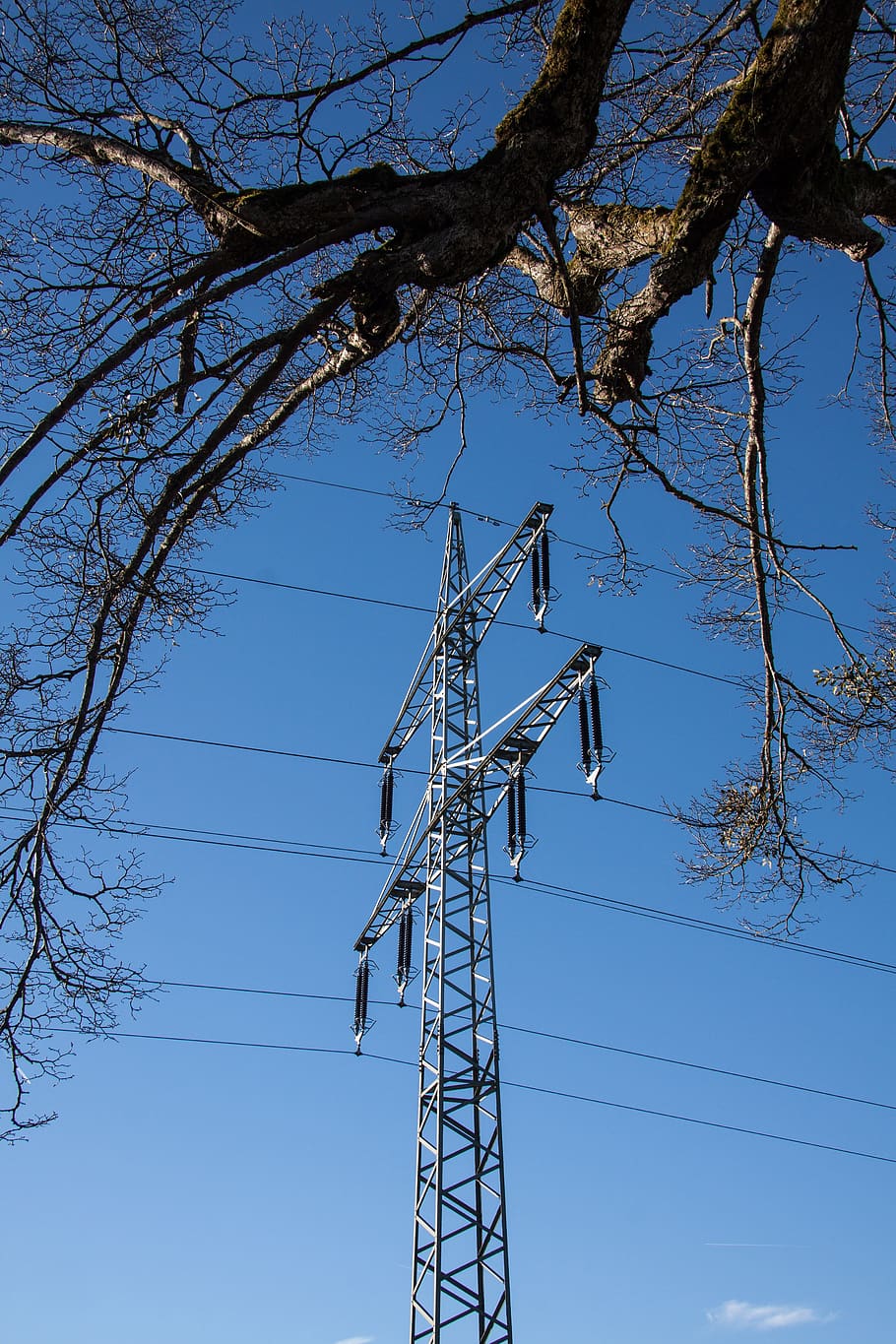 power supply, power lines, pylon, strommast, current, cable HD wallpaper