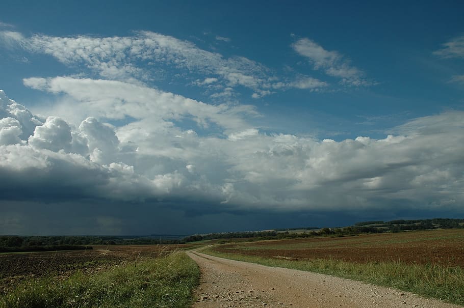 Thunderstorm, Trail, Clouds, Sky, landscape, summer, view, scenics HD wallpaper