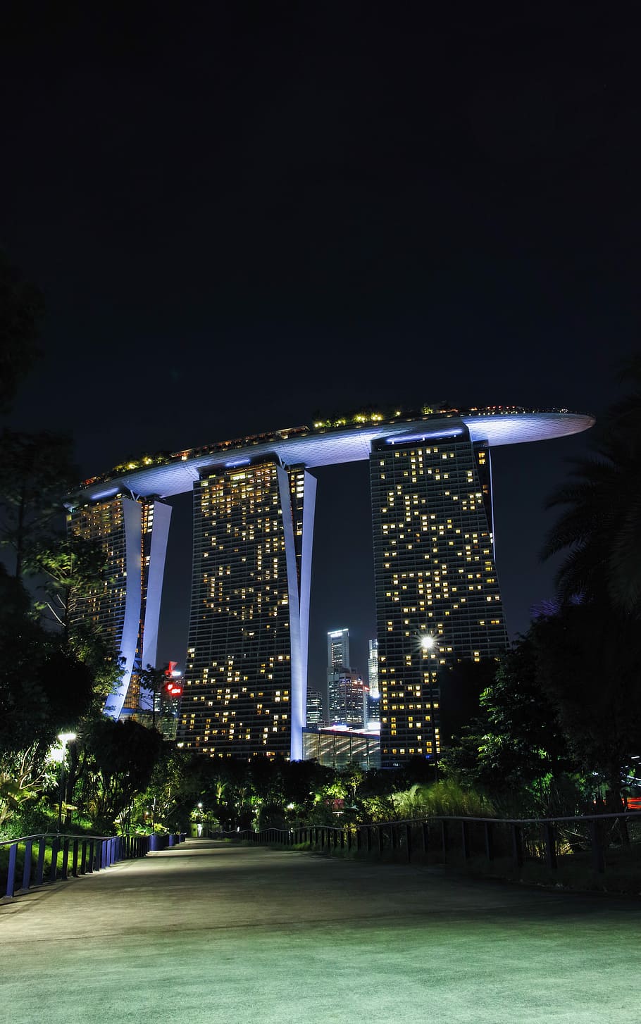 Singapore building under clear sky at daytime, gray city buildings during nighttime HD wallpaper
