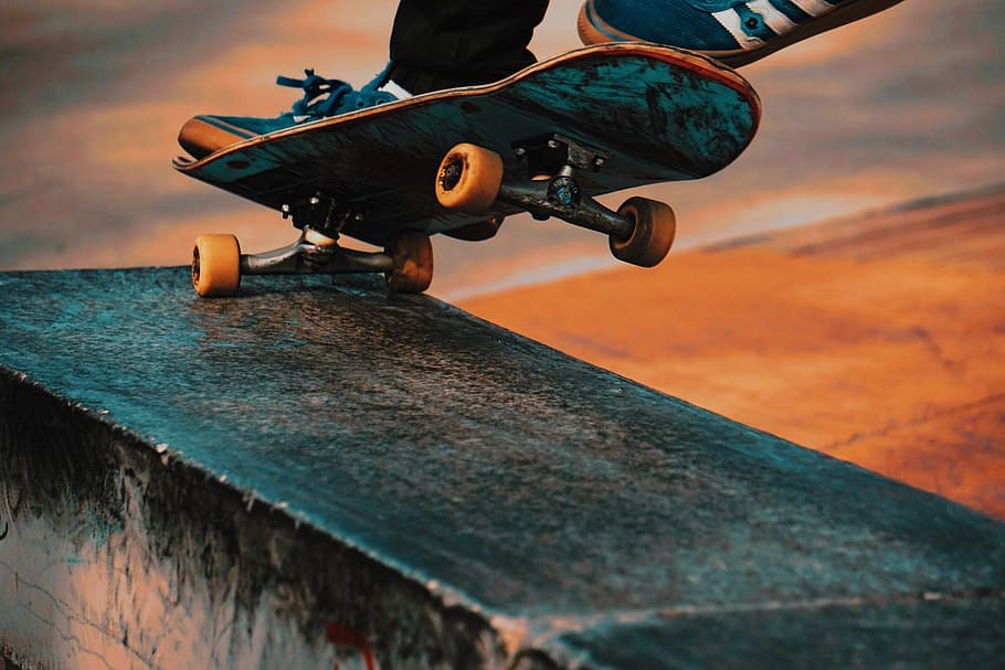 person doing kick flip trick, person riding skateboard on ramp, HD wallpaper