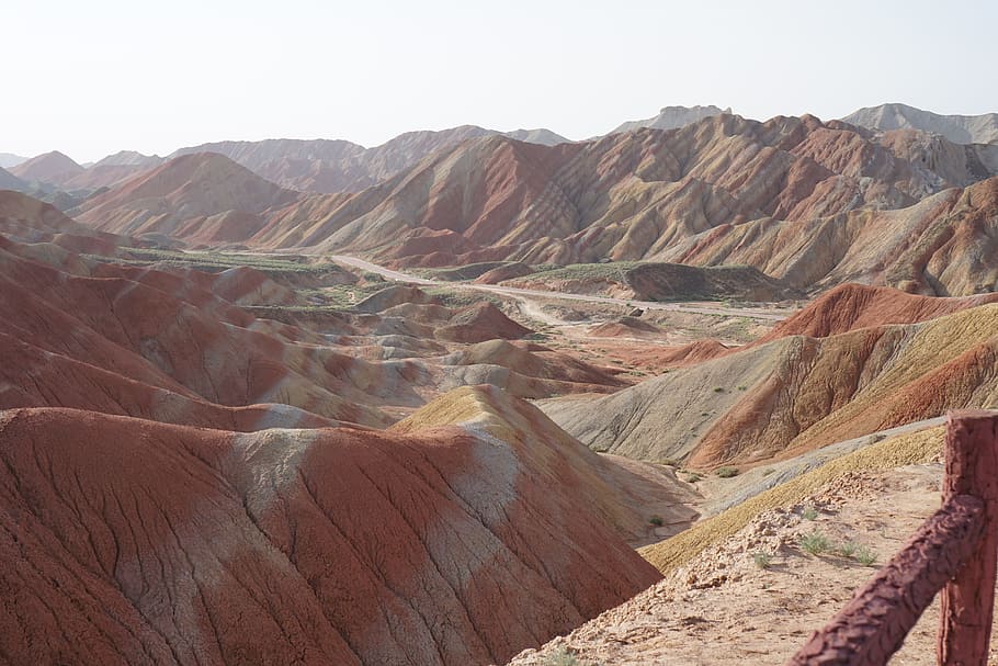 zhangye, early in the morning, colorful danxia, mountain, landscape, HD wallpaper