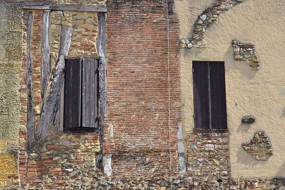 medieval house, wall, pane, texture, stud, bricks, france, dordogne HD wallpaper