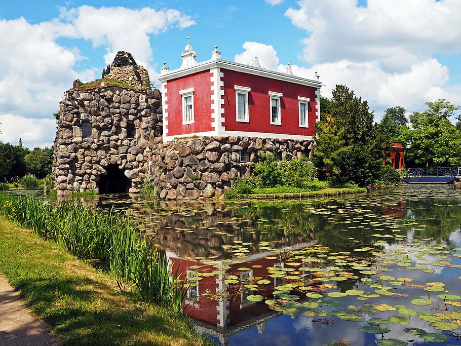 Home, Wörlitz, Waser, cloud - sky, house, building exterior HD wallpaper
