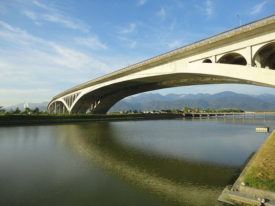 bridge, taiwan, river, built structure, connection, water, bridge - man made structure HD wallpaper