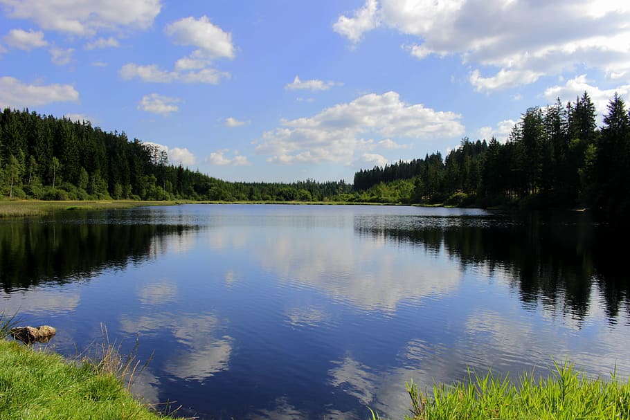 Water, Clouds, Nature, Moor, sky, mirroring, landscape, lake HD wallpaper