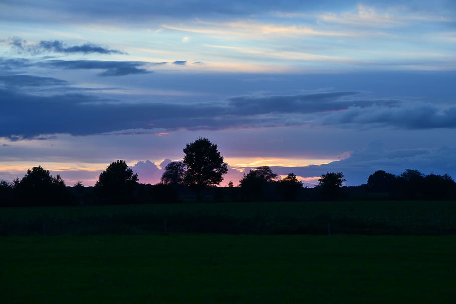 sunset, clouds, air, heaven, evening, twilight, landscape, evening red HD wallpaper