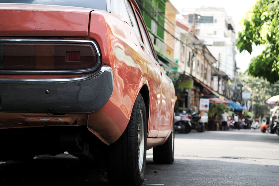 old car, alley in bangkok, youngtimer, mode of transportation, HD wallpaper