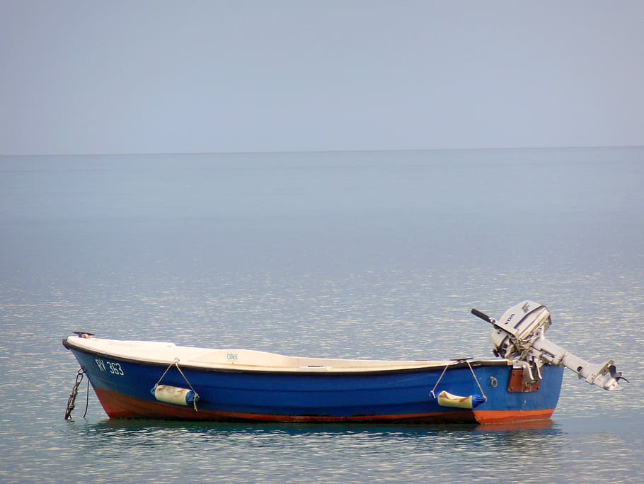 boot, powerboat, rest, mood, island, abendstimmung, sea, idyll HD wallpaper