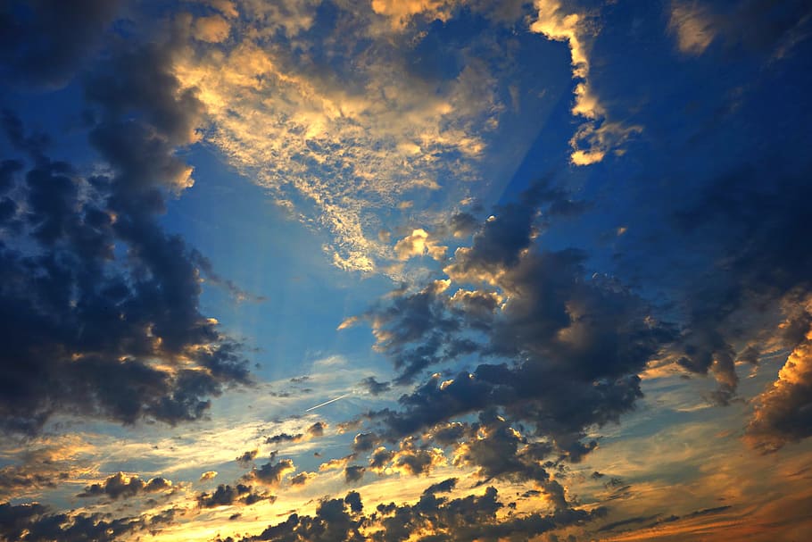 clouds during sunset, sky, evening, evening sky, bright, sunlight HD wallpaper