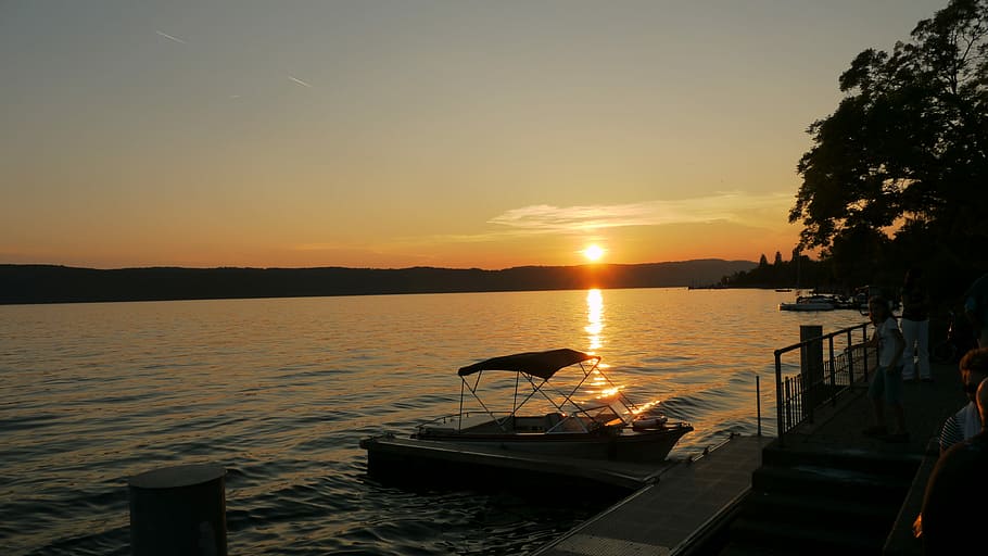 Lake Constance, Constance, Lake, Sunset, sea, silhouette, scenics HD wallpaper