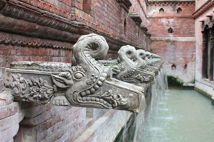 HD wallpaper: grey concrete elephant fountain, nepal, kathmandu ...