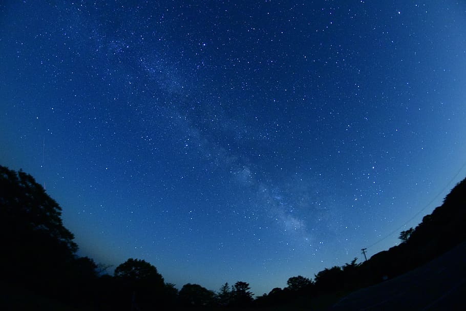 silhouette of mountain and stary night sky, Natural, Night View HD wallpaper