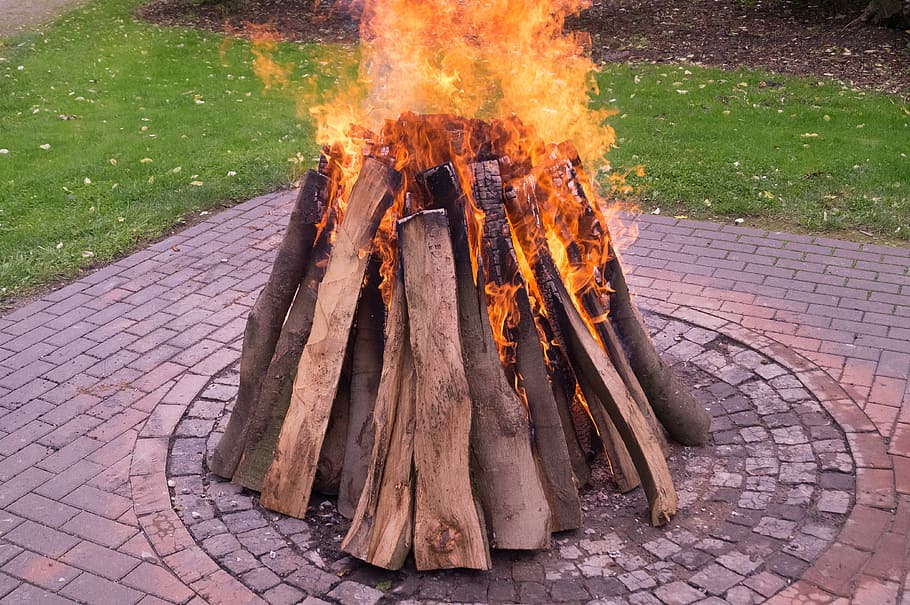 fire, hot, wood, beech wood, potato fire, potato roast, sauerland, HD wallpaper