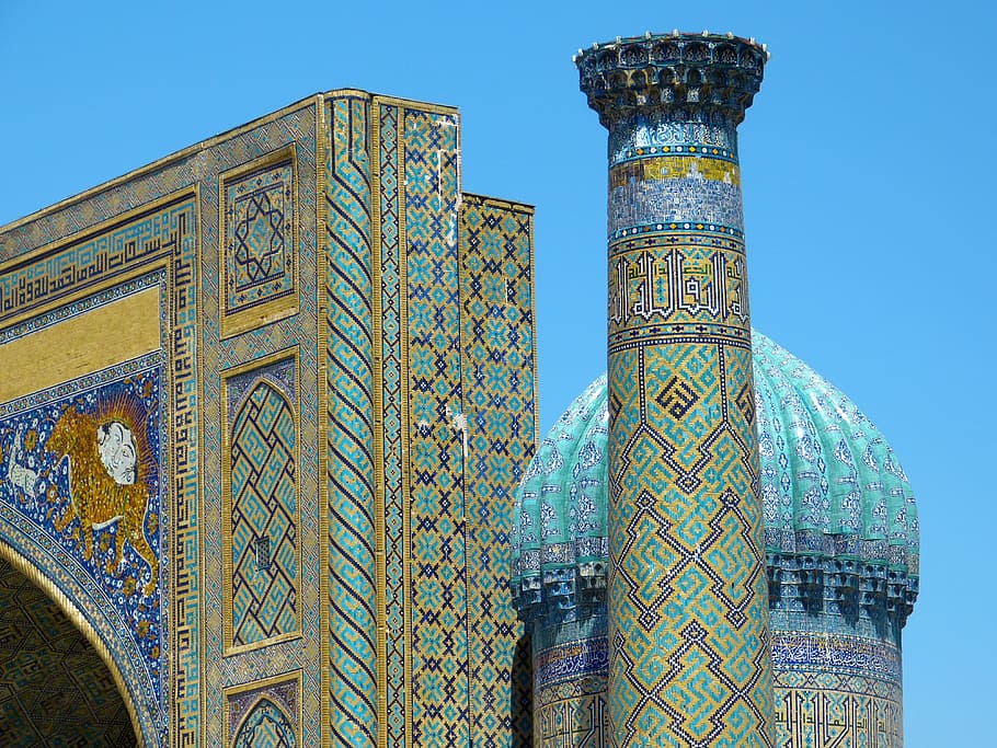 samarkand, registan square, uzbekistan, sher dor madrassah, HD wallpaper
