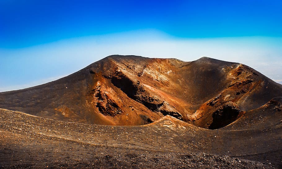 volcano, panoramic, nature, landscape, mountain, hot, daylight HD wallpaper