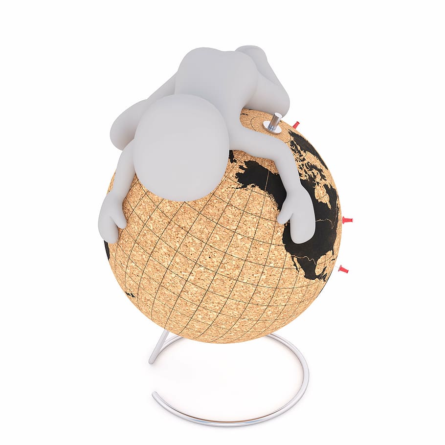brown and black desk globe, males, 3d model, isolated, full body HD wallpaper