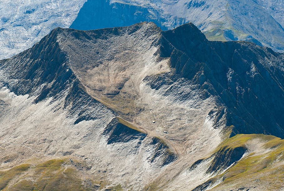 Austria, Glacier, Mountains, Grass, ravine, gorge, valley, nature HD wallpaper
