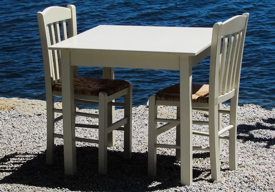Table, Chairs, Taverna, Restaurant, greek, tradition, blue HD wallpaper