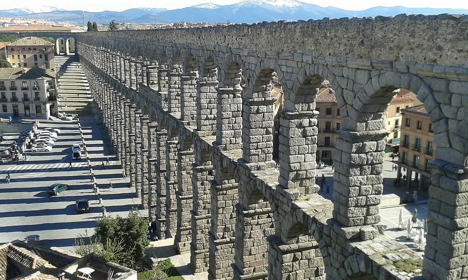 Segovia, Spain, Aqueduct, Roman, History, monument, tourism, HD wallpaper