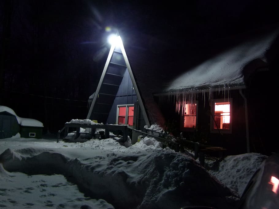 winter, night, house, snow, christmas, cold, snowfall, cold temperature HD wallpaper